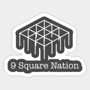 9 Square Nation White Print Sticker